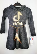 meisjes tik tok MINI jurk lange mouwe | sweatjurk | ZWART | maat 3-4 JAAR