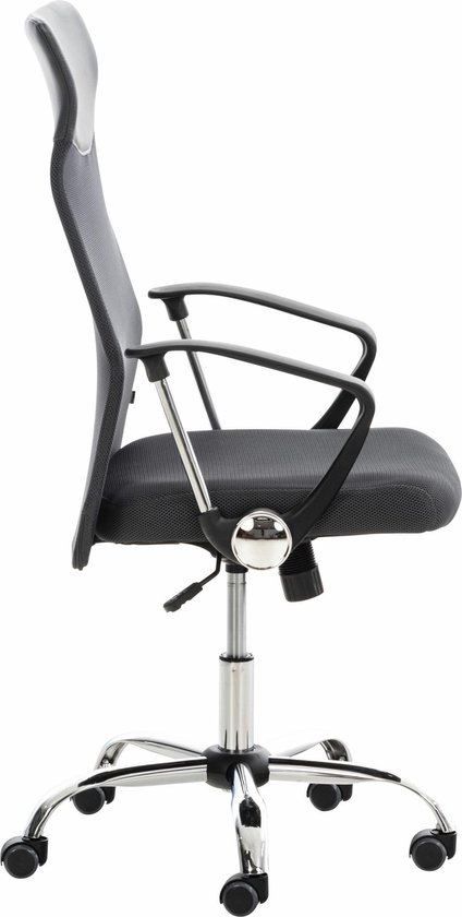 CLP Washington Bureaustoel | Kunstleer en netbekleding | Kantoorstoel met Zithoogte: 47 -55 cm grijs