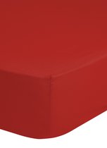 Glad Katoen Hoeslaken Lits-jumeaux Rood | 160x200 | Ademend En Ventilerend | Zacht
