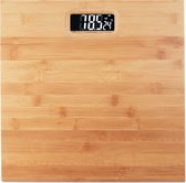 Bol.com Relaxdays Digitale personenweegschaal - digitale weegschaal - bamboe - tot 180 kg - kg lb aanbieding