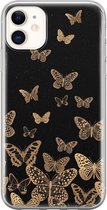 iPhone 11 hoesje siliconen - Vlinders - Soft Case Telefoonhoesje - Print / Illustratie - Transparant, Zwart