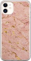iPhone 11 hoesje siliconen - Marmer roze goud - Soft Case Telefoonhoesje - Marmer - Transparant, Roze