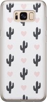 Samsung Galaxy S8 hoesje siliconen - Cactus hartjes - Soft Case Telefoonhoesje - Planten - Zwart