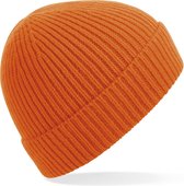 Bonnet d'hiver tricoté côtelé orange pour adultes - Chapeaux femme / chapeaux homme - 97% polyacrylique et élasthanne