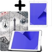 Hoes Geschikt voor iPad 10.2 2019 Hoes Luxe Hoesje Book Case Met Screenprotector - Hoesje Geschikt voor iPad 7 Hoes Cover - Eiffeltoren