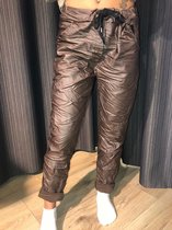 Dames wax broek, kleur bruin, maat one size