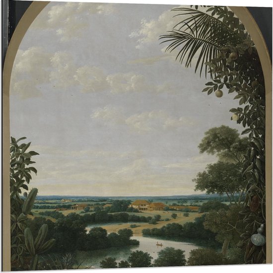 Dibond - Oude meesters - Landschap in Brazilië, Frans Jansz. Post, 1652 - 80x80cm Foto op Aluminium (Met Ophangsysteem)
