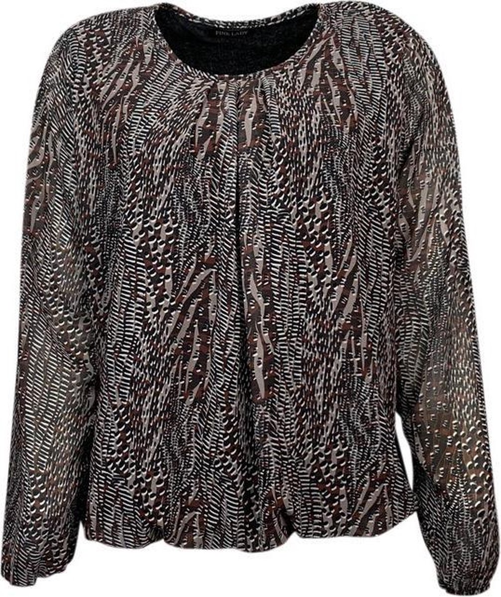 Lady dames blouse LM /roest print Bruin