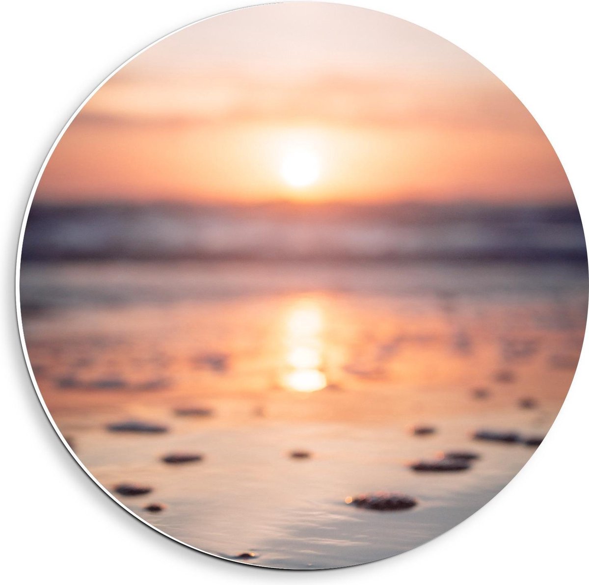 KuijsFotoprint - Schilderij - Zee Tegen De Avond - Blauw, Bruin En Oranje - 40 X 40 Cm