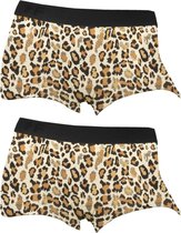 Funderwear meisjes boxershorts luipaard 2-pack  - 134  - Bruin