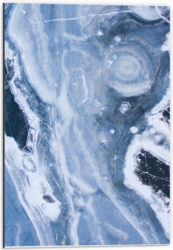 Dibond - Blauwe Marble (1) - 40x60cm Foto op Aluminium (Wanddecoratie van metaal)