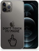 Leuk TPU Back Case iPhone 12 Pro Max Hoesje Finger Don't Touch My Phone