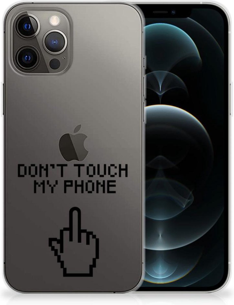 Back Cover voor iPhone 12 Pro Max Silicone-hoesje Finger Don't Touch My Phone
