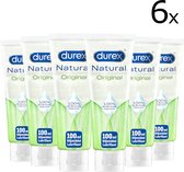 Durex Glijmiddel Natural - 100% natuurlijk - waterbasis - 6x 100 ml voordeelverpakking