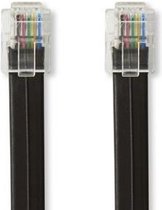 Nedis Telecomverlengkabel | RJ12 Male | RJ12 Male | 1.00 m | Design kabel: Plat | Kabeltype: RJ12 | Zwart