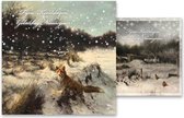 Kaarten - Kerst - Rien Poortvliet - Vos in sneeuw / Fazanten - 2 motieven - 10st.