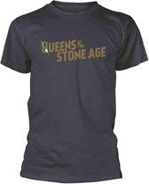 Queens Of The Stone Age - Metallic Text Logo Heren T-shirt - S - Grijs