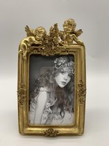 Fotolijst - antiek - rijk versierde barok lijst - kunsthars goud engeltjes - binnenmaat 10x15 cm