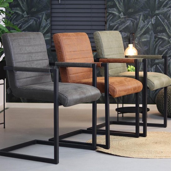 Is aan het huilen Voorschrift interieur Bronx71® Industriële eetkamerstoel Block Cognac Eco-Leer - Eetkamerstoelen  set van 4 | bol.com