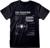 Star Wars - Tie Fighter Sketch  T-shirt Zwart