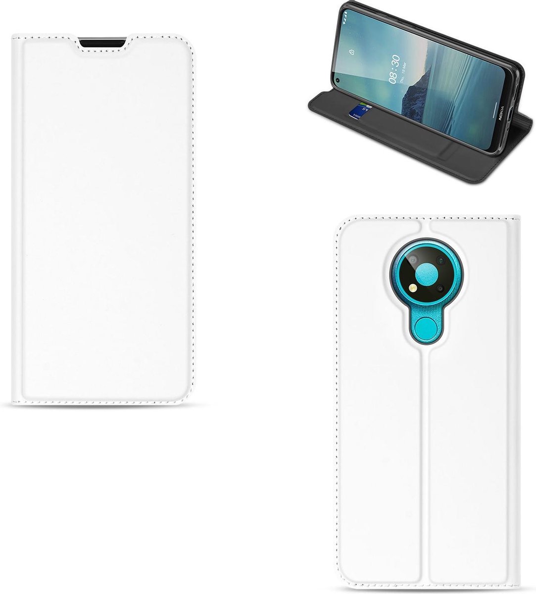 Nokia 3.4 Hoesje Wit met Standaardfunctie