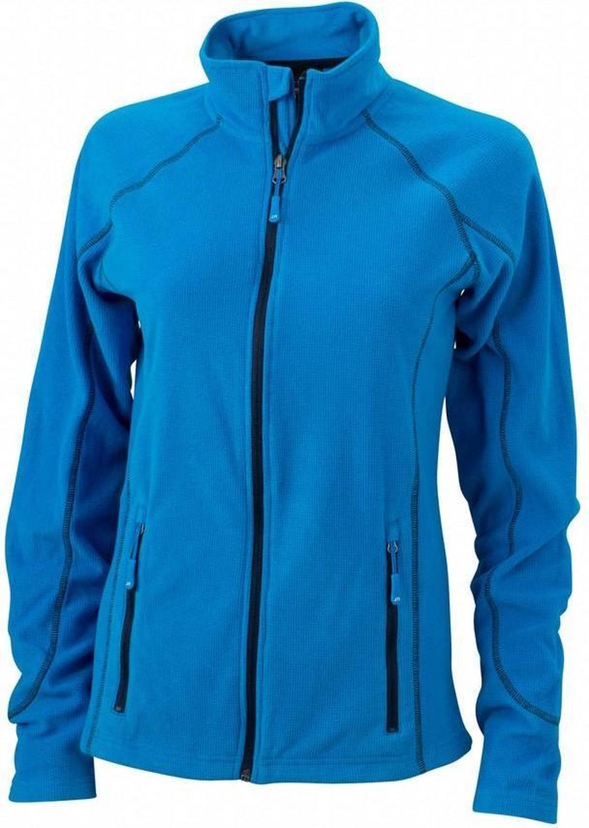 James and Nicholson Dames/dames structuur fleece jack Aqua /Zwaar Blauw
