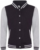 AWDis Vrouwen/dames Girlie Varsity Jacket (Jet Zwart/Heather Grey)