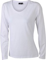 James and Nicholson Dames/dames T-Shirt met lange mouwen (Medium Long-Sleeved) (Wit)