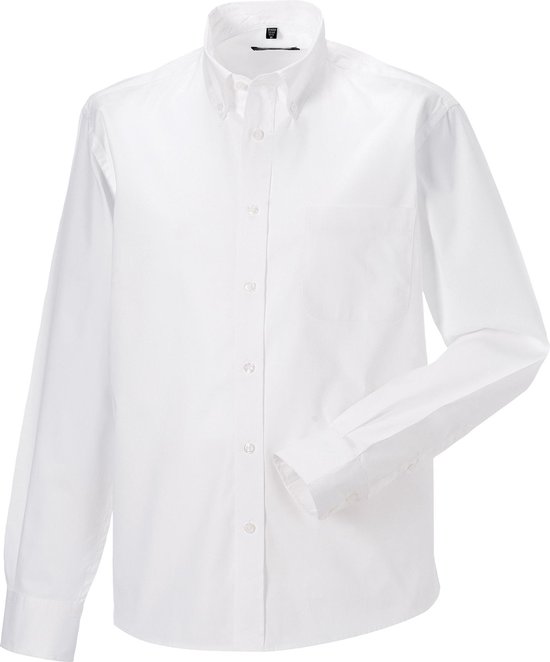 Russell Collectie Heren Lange Mouw Klassiek Twill Shirt (Wit)