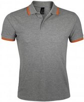 SOLS Heren Pasadena getipt korte mouw Pique Polo Shirt (Grijze mergel/oranje)