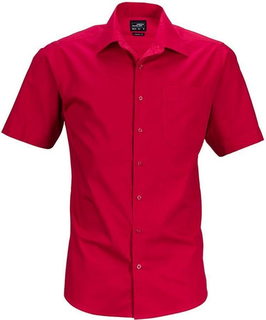 James and Nicholson Herenshort zakelijk overhemd (Rood)