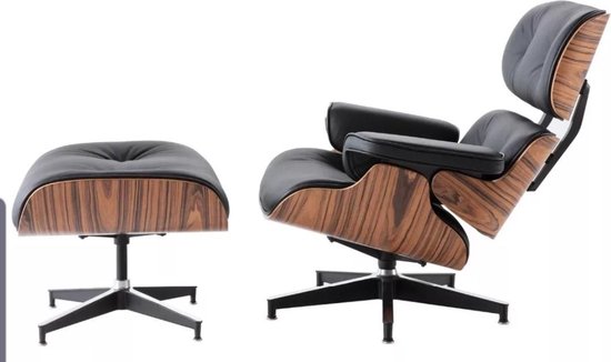 Correspondentie Ordelijk landinwaarts Eames Lounge Chair - Eames Vitra Style - Palisander Black + Ottoman |  bol.com