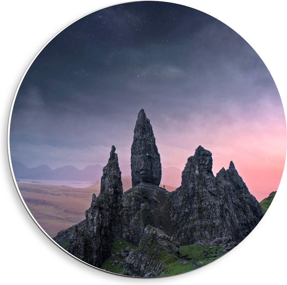Forex Wandcirkel - Rotsachtige Bergen - 40x40cm Foto op Wandcirkel (met ophangsysteem)