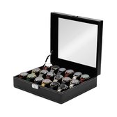 Mats Meier Mont Fort zwarte horlogebox voor 18 horloges - Zwart