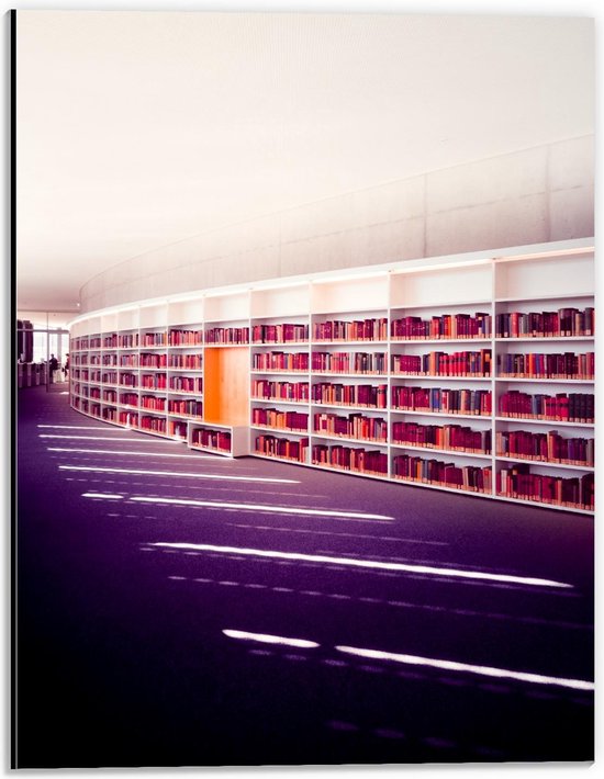 Dibond - Boekenkasten op Bibliotheek - 30x40cm Foto op Aluminium (Wanddecoratie van metaal)