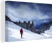 Canvas Schilderij Bergbeklimmer op de Mont Blanc - 120x80 cm - Wanddecoratie