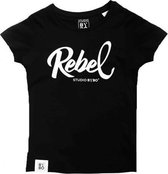 STUDIO BY BO® Kinder T-shirt Meisjes Rebel | 100% GOTS gecertificeerd biologisch katoen | Maat 3-4 jaar 98-104cm | Biokatoen | Tof verpakt!