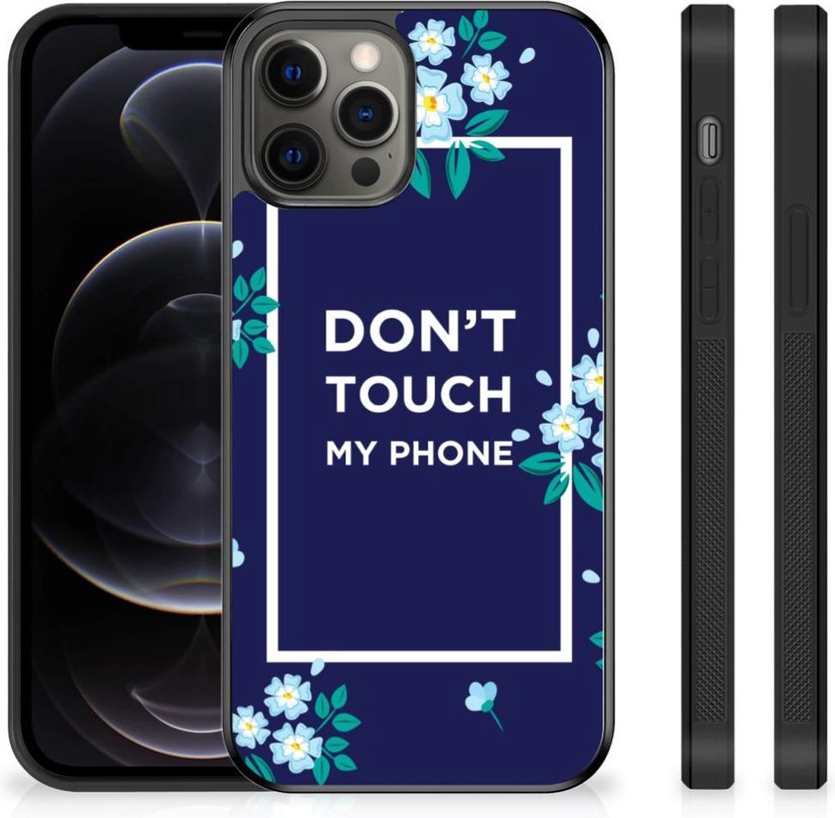 iPhone 12 Pro Max TPU Hoesje Flowers Blue DTMP