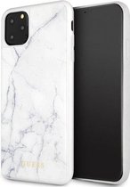 iPhone 12 Pro Max Backcase hoesje - Guess - Marmer look Wit - TPU (Zacht)