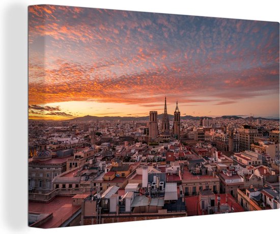 Canvas Schilderij Architectuur - Lucht - Barcelona - 60x40 cm - Wanddecoratie