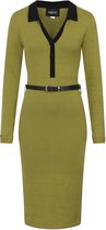 Collectif Lorelei Knitted 60's Pencil Jurk Groen