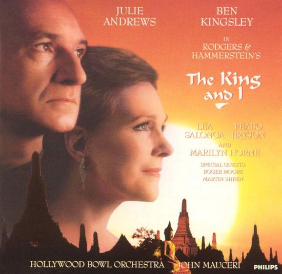 Albumhoes met Julie Andrews en Ben Kingsley. De tekst "The King and I" staat centraal.