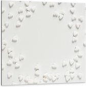 Dibond - Witte Hartjes - 100x100cm Foto op Aluminium (Wanddecoratie van metaal)