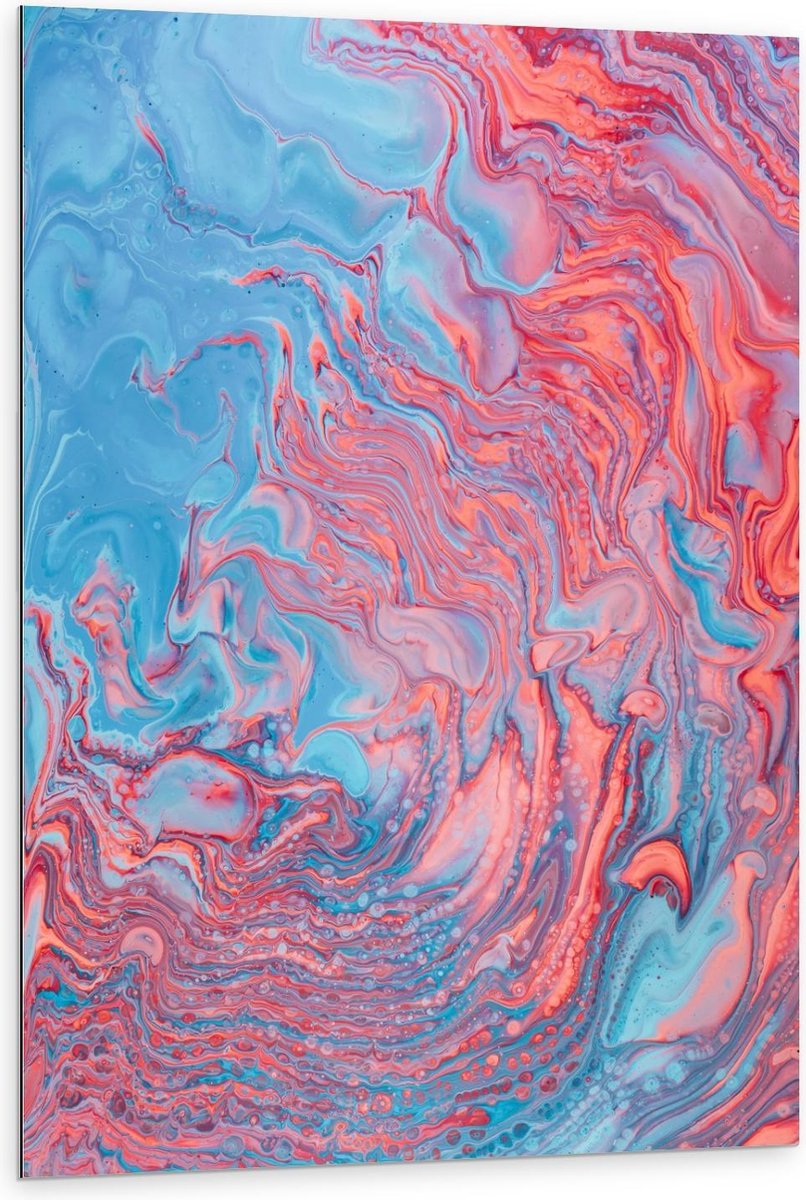 Dibond - Blauw/Paarse Verf - 80x120cm Foto op Aluminium (Wanddecoratie van metaal)