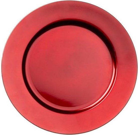 1x Ronde kaarsenborden/onderborden rood 33 cm – Onderbord – Kaarsenbord – Onderzet bord voor kaarsen