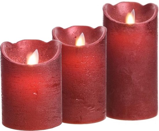 Led kaarsen combi set 3x stuks rood in de hoogtes 9, 10 en 12 cm - Home  deco kaarsen | bol.com