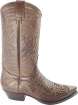 Sendra Boots 3241 Trenzado Cuervo West Bruin Handgemaakt Kuit Hoog Cowboy Laarzen Heren Spitse Neus Schuine Hak Gevlochten Wreef Echt Leer Maat 42