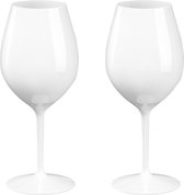 2x Witte of rode wijn wijnglazen 51 cl/510 ml van onbreekbaar / herbruikbaar wit kunststof - Wijnen wijnliefhebbers drinkglazen - Wijn drinken