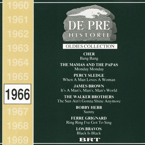 Albumhoes met 'DE PRE HISTORIE OLDIES COLLECTION' en een lijst met liedjes uit 1966.