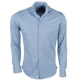 Ferlucci Heren Overhemd - Tricot Superstretch - Zee Blauw Melee